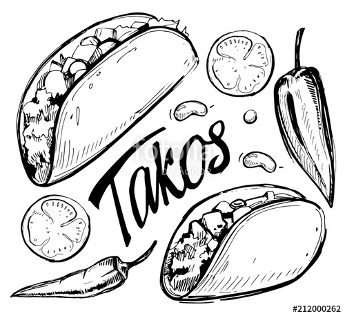 500x457 Sketch Of Taco Stock Image And Royalty Free Vector Files On - Taco Sketch