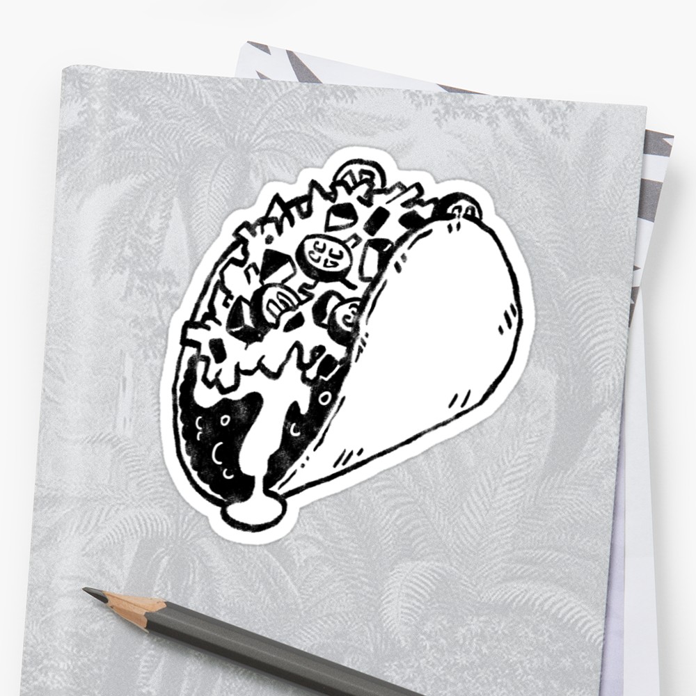 1000x1000 Taco Sketch Stickers By Toothandscale Redbubble - Taco Sketch