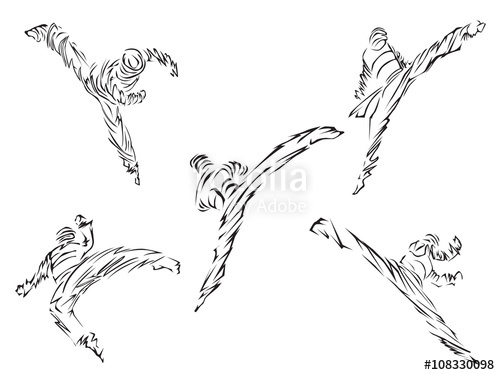 500x375 Taekwondo. Martial Art Set Stock Image And Royalty Free Vector - Taekwondo Sketch