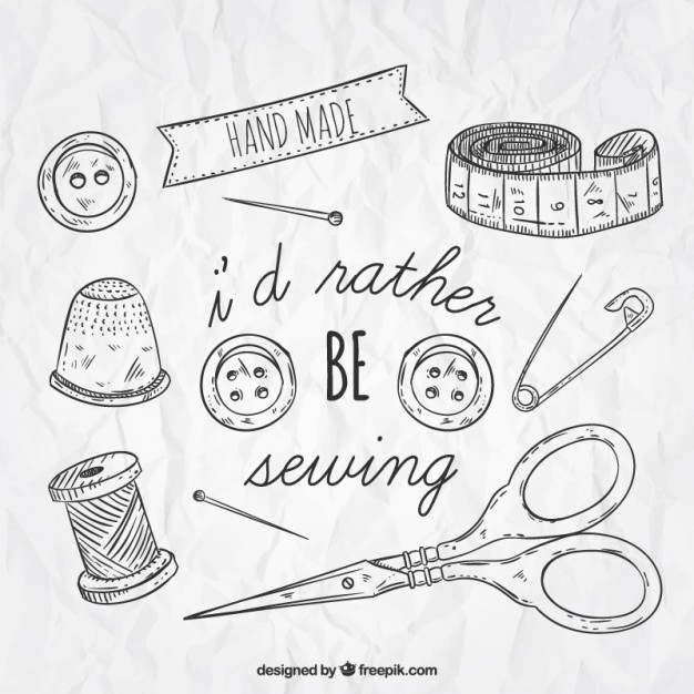 626x626 Hand Drawn Tailor Elements Vector Free Download - Tailor Sketch