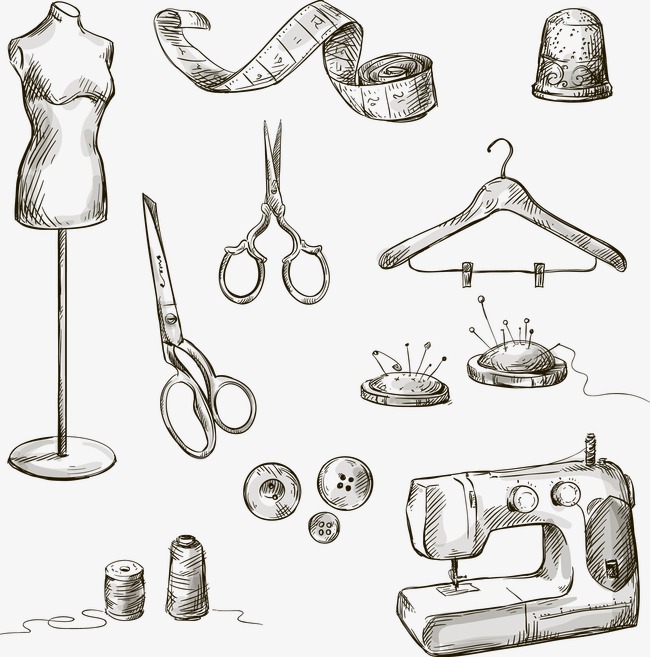 650x657 Hand Painted Tailor Tool, Hand Painted, Sketch, Vector Png And - Tailor Sketch
