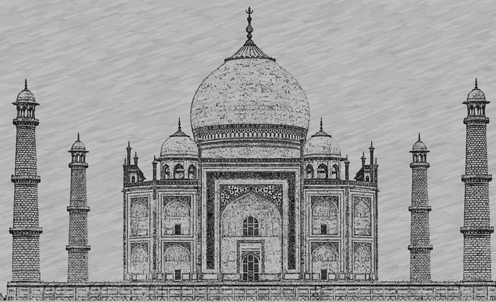720x438 Taj Mahal Digital Pencil Sketch - Taj Mahal Sketch
