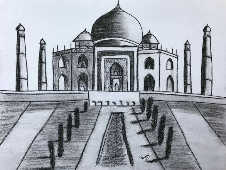 770x578 Taj Mahal Drawing By Ranjani Raghavan Saatchi Art - Taj Mahal Sketch