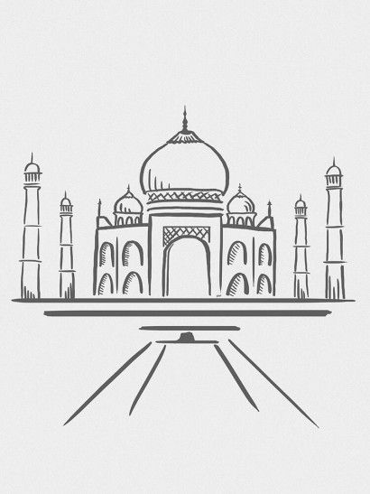 410x547 Taj Mahal Minimalista Bullet Journal Drawings, Art - Taj Mahal Sketch