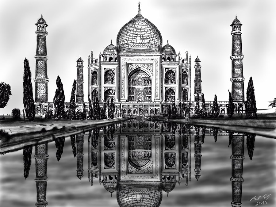 Taj Mahal Sketch At PaintingValley.com | Explore Collection Of Taj ...