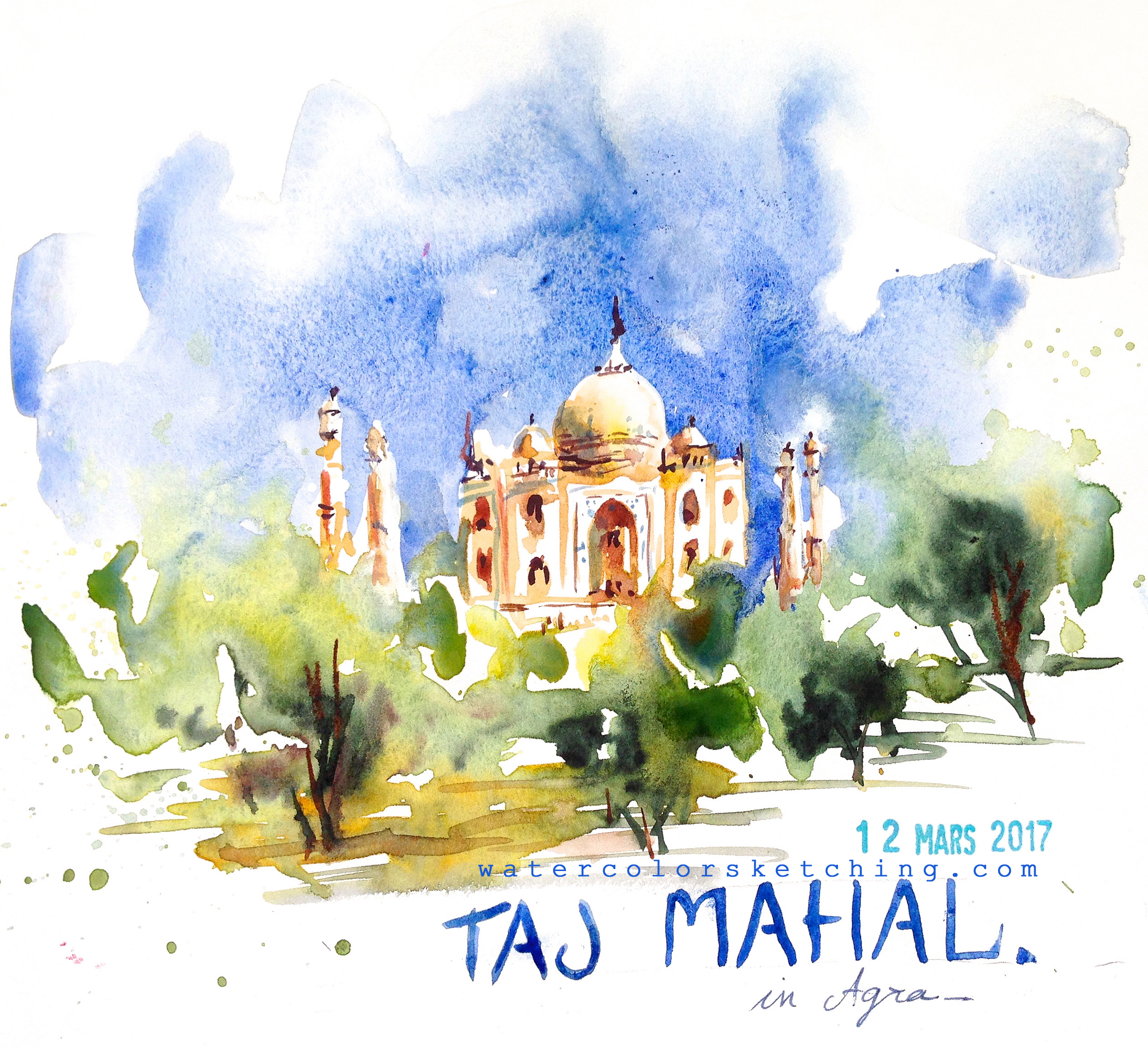2511x2292 Video Taj Mahal Quick Sketch Watercolor Demo. ) Watercolor - Taj Mahal Sketch