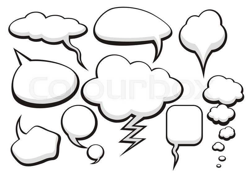 800x566 Think Bubble Set. Talk Bubble Collection Sketch Drawing. Thought - Talk Sketch