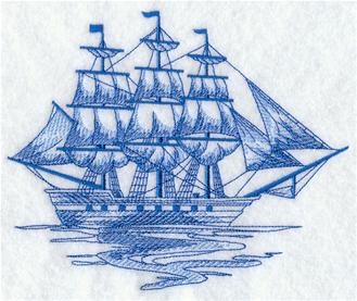 329x277 Machine Embroidery Designs - Tall Ship Sketch