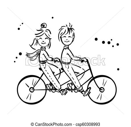 Tandem Bike Sketch at PaintingValley.com | Explore collection of Tandem ...