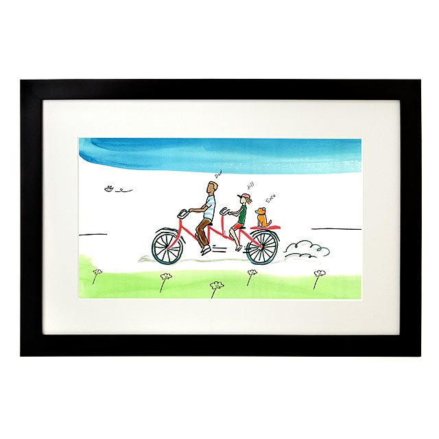 640x640 Personalized Family Tandem Bike Art Family Bike, Pic Uncommongoods - Tandem Bike Sketch