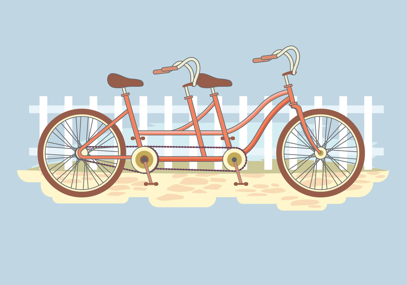 1400x980 Tandem Bicycle Free Vector Art - Tandem Bike Sketch