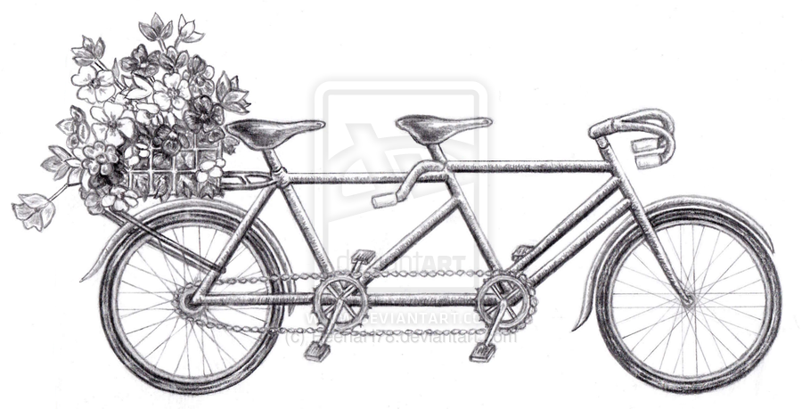 900x459 Tandem Bike Sketch By Reenah78 Ink - Tandem Bike Sketch