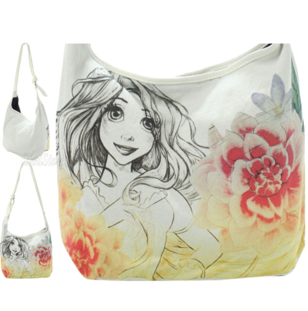 635x640 Disney Tangled Rapunzel Sketch Flowers Crossbody Hobo Bag Beach - Tangled Rapunzel Sketch