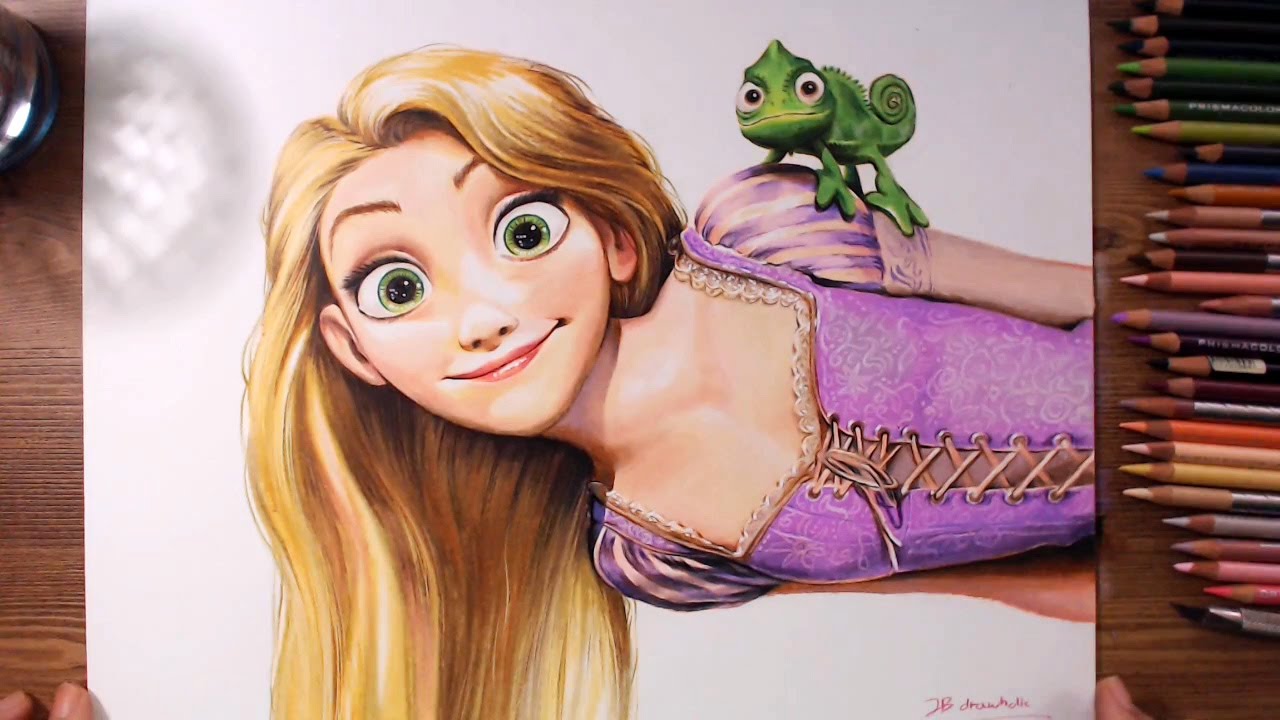 1280x720 Rapunzel And Pascal (Tangled) - Tangled Rapunzel Sketch
