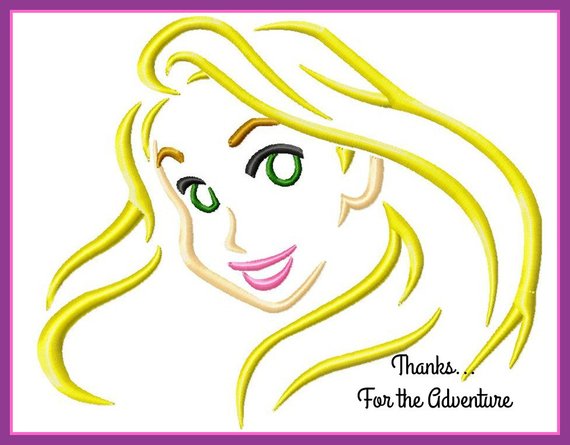 570x445 Rapunzel From Tangled Sketch Digital Embroidery Machine Etsy - Tangled Sketch
