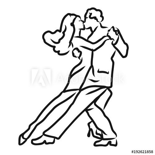 500x500 Tango Argentino Dancer Sketch - Tango Sketch