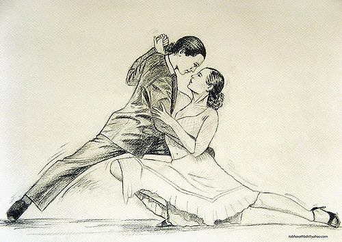 500x354 Tango Pencil Sketch Of Tango Dancers Drawn From The - Tango Sketch