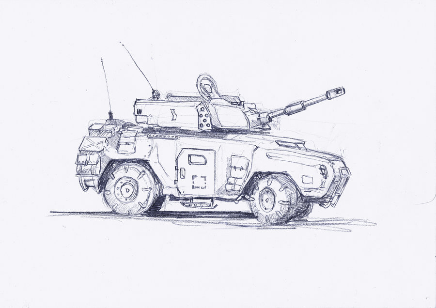 900x636 Scout Tank Sketch By Masteralighieri - Tank Sketch