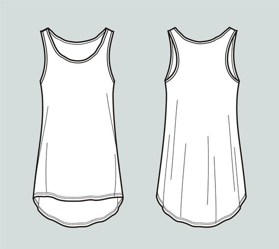 570x507 Tank Top Vector Fashion Flat Sketch Adobe Illustrator Design Etsy - Tank Sketch