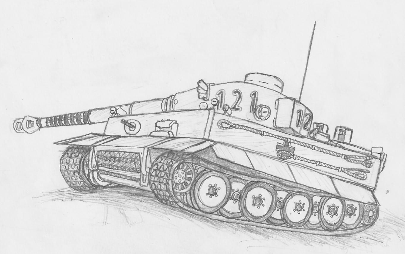 1363x854 Tiger 121 By Michaeltheghost A Sketch Of Tiger Tank From April - Tank Sketch