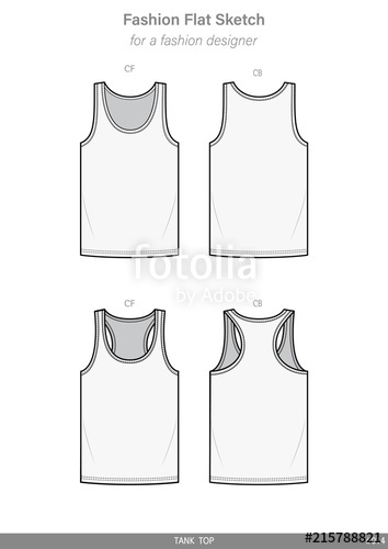 354x500 Sleeveless Tank Top Fashion Flat Sketches Technical Drawings Teck - Tank Top Sketch