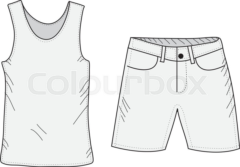 800x558 T Shirt And Shorts Sketch Set. Things In The Style Of Hand Drawing - Tank Top Sketch