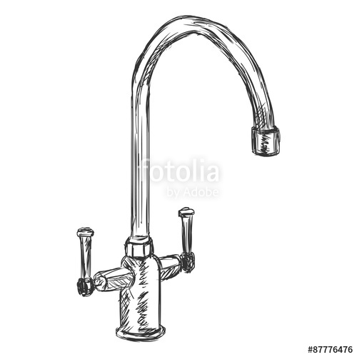 500x500 Vector Single Sketch Kitchenfaucet Stock Image And Royalty Free - Tap Sketch