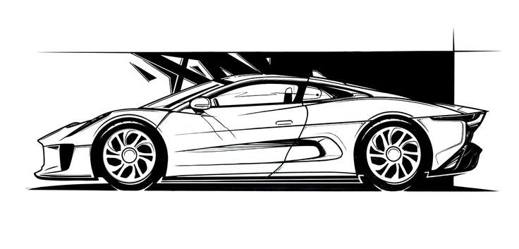 736x353 The 19 Best Tape Rendering Images Car Sketch - Tape Sketch