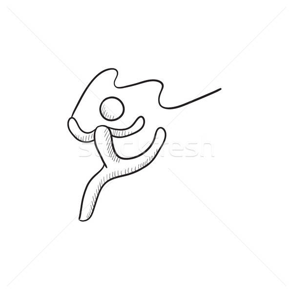 600x600 Gymnast With Tape Sketch Icon. Vector Illustration Andrei - Tape Sketch