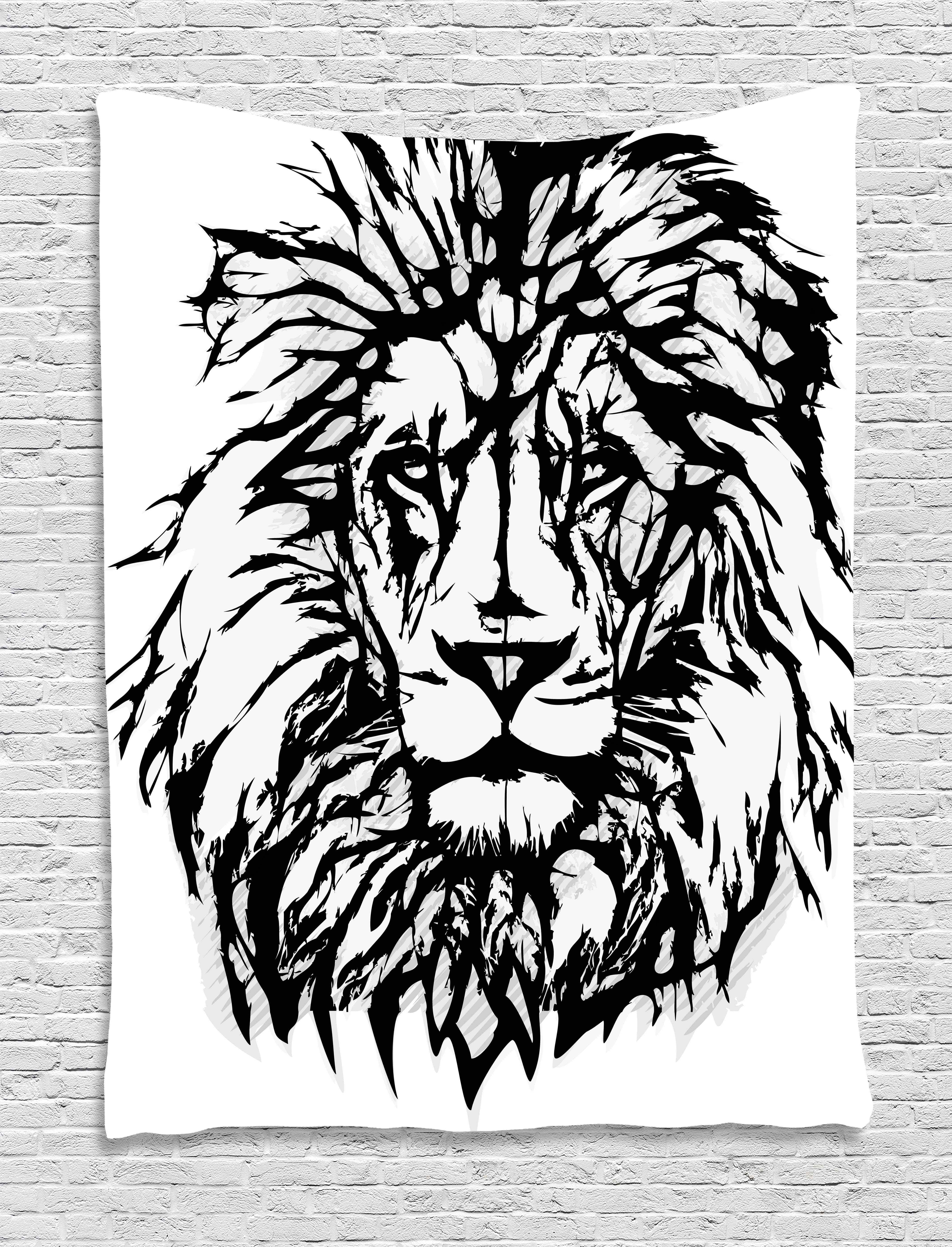 4252x5568 Lion Tapestry, Sketch Art Of African Safari Animal King Of The - Tapestry Sketch