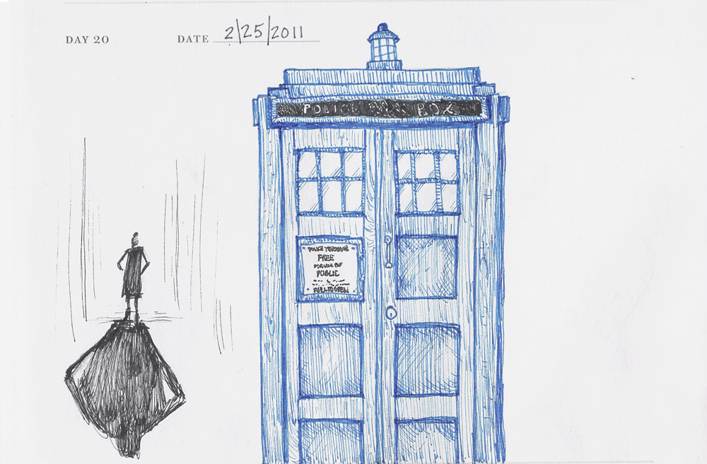 1000x657 Sketch A Day, Day 20 - Tardis Sketch