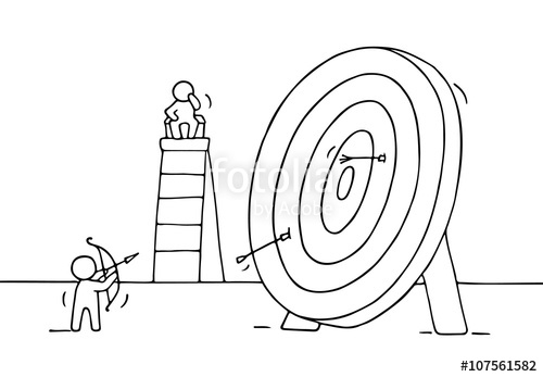500x347 Sketch Of Archer And Target With Little People. Doodle Cute - Target Sketch