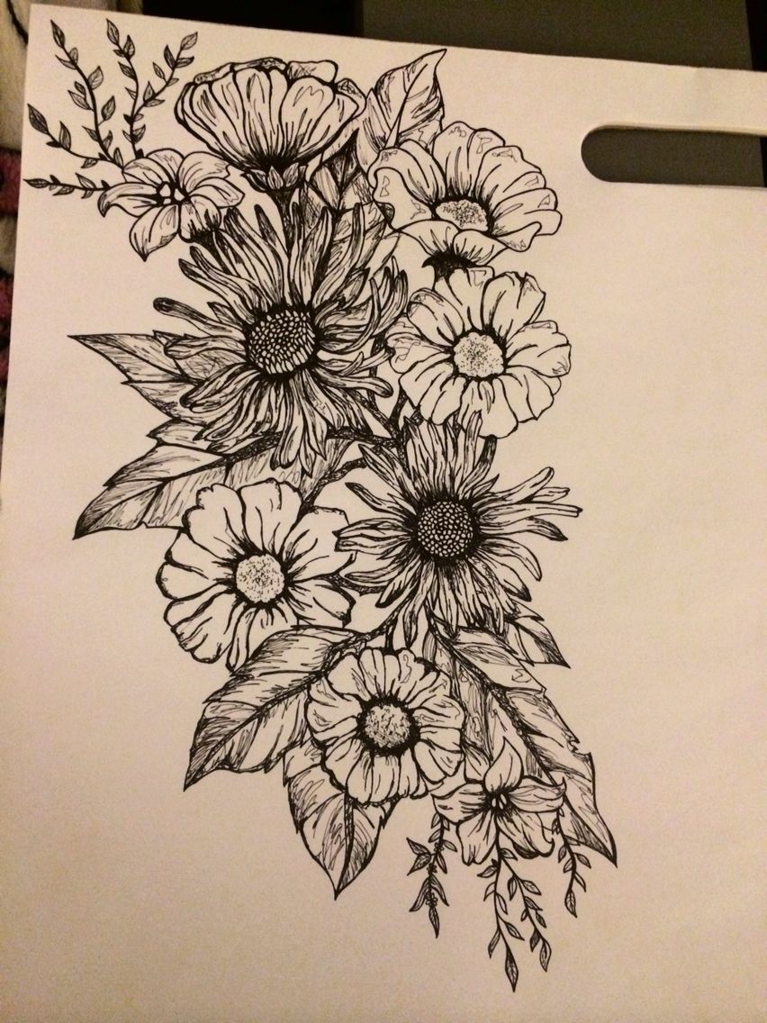 Tattoo Flower Sketch at PaintingValley.com | Explore collection of ...