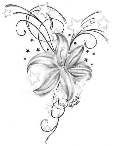389x500 Sketch For Flower Tattoo - Tattoo Flower Sketch