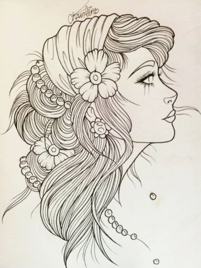 400x534 Gypsy Girl Tattoo Sketch. Would Be So Prettycould Imagine All The - Tattoo Girl Sketch