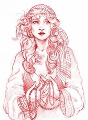 293x400 Gypsy Tattoo Girl Tattoo Sketch - Tattoo Girl Sketch