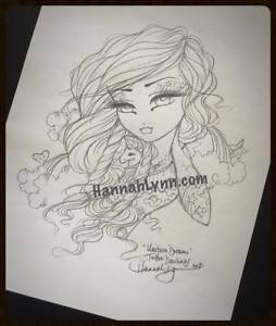 254x300 Original Sketch Unicorn Dreams Tattoo Girl Drawing Hannah Lynn - Tattoo Girl Sketch