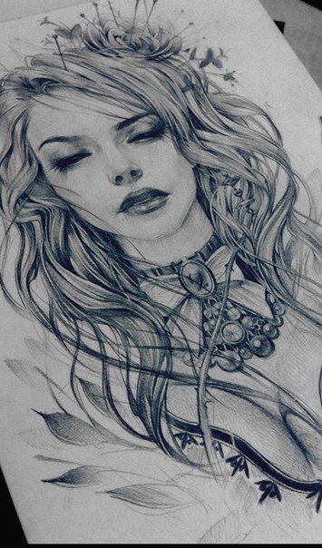 Tattoo Girl Sketch at PaintingValley.com | Explore collection of Tattoo ...