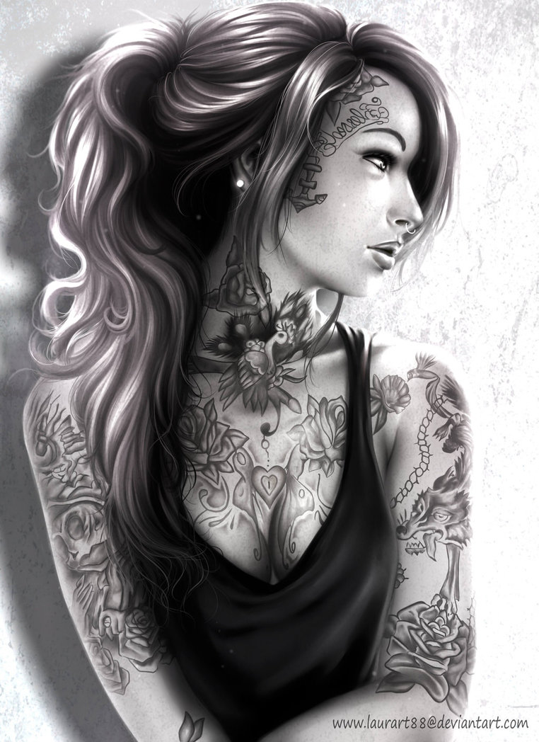 762x1048 Tattoo Girl By Laurart88 - Tattoo Girl Sketch