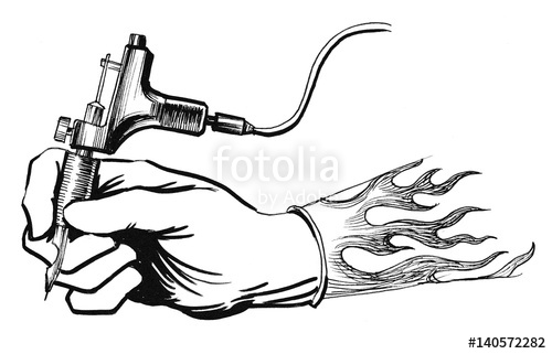 500x321 Hand Holding Tattoo Machine Stock Photo And Royalty Free Images - Tattoo Gun Sketch
