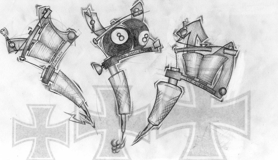 900x518 Tattoo Gun Sketches.. By Getsomeink - Tattoo Gun Sketch