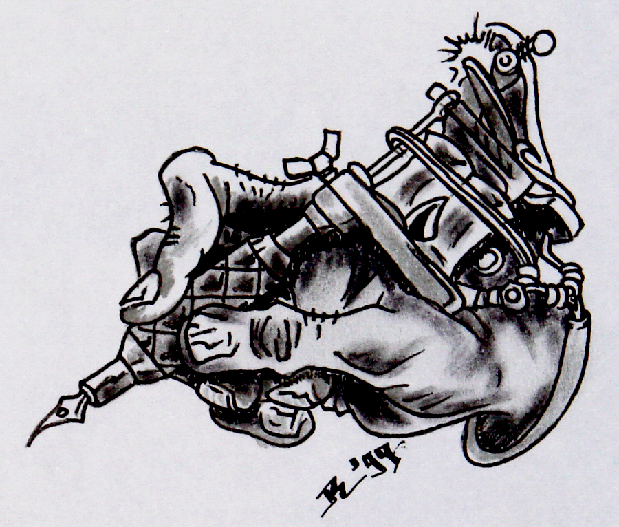900x766 Tattoo Design Machine - Tattoo Gun Sketch