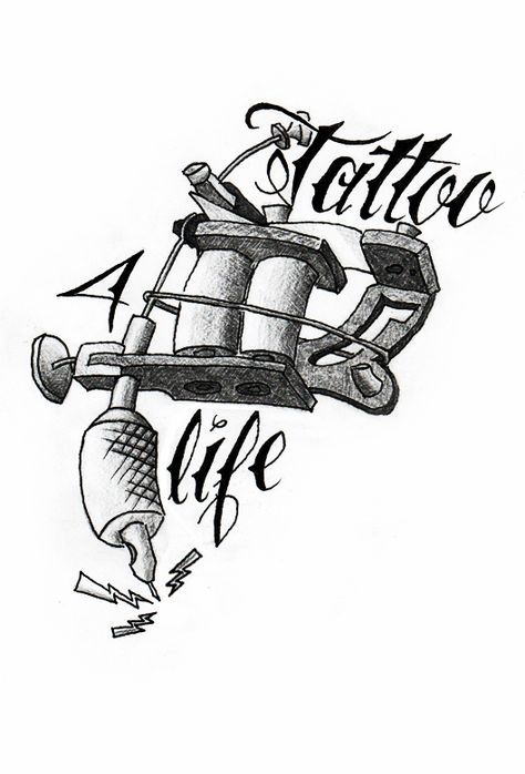 474x698 Tattoo Machine By On @ - Tattoo Gun Sketch