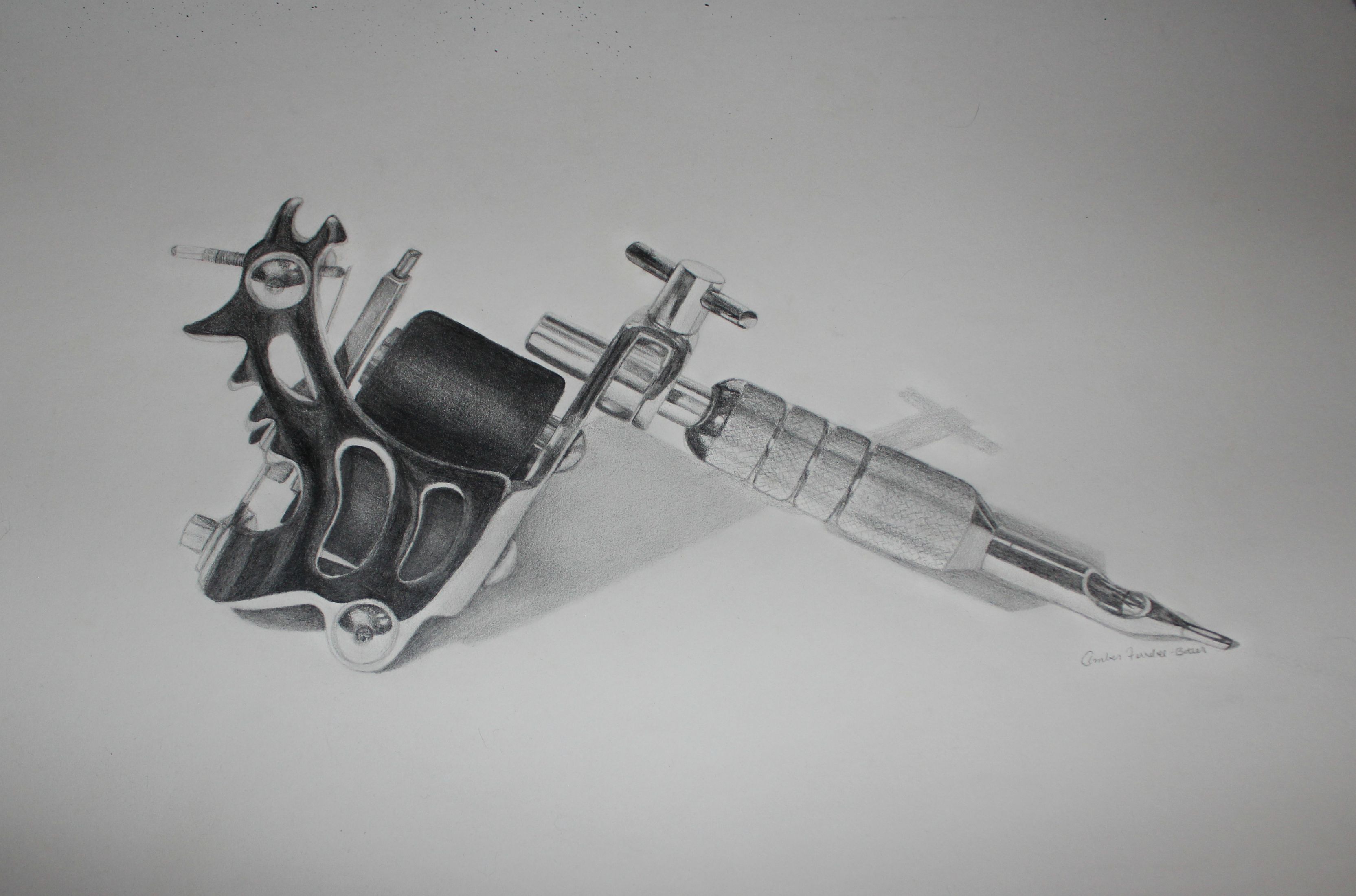 3330x2200 Drawing Of A Tattoo Machine That I Did In College. Drawing - Tattoo Gun Sketch