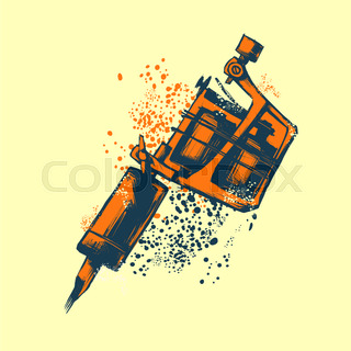 320x320 Tattoo Machine. Illustration On White Background. Black Silhouette - Tattoo Machine Sketch