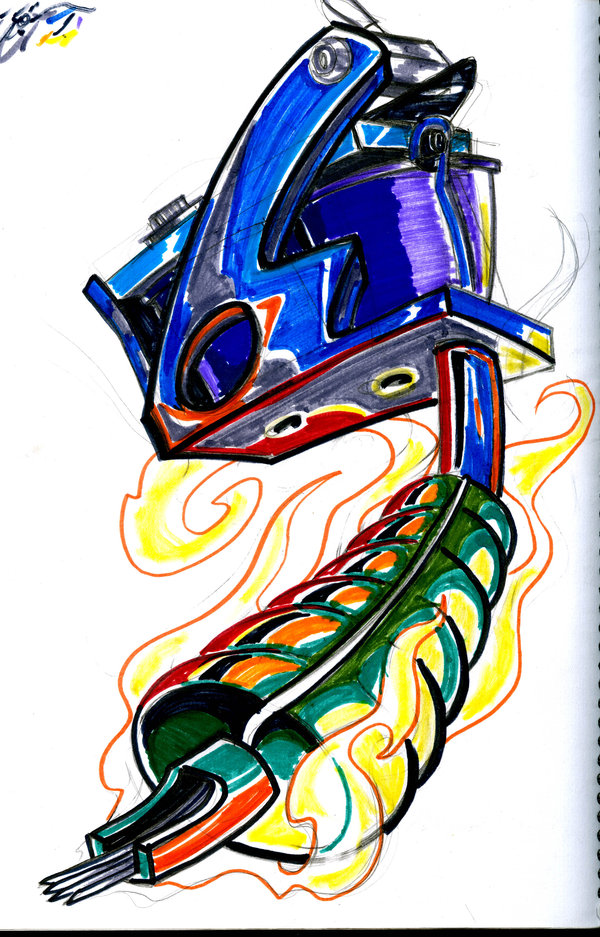 600x937 Tattoo Machine Sketch By Bucanero11 - Tattoo Machine Sketch