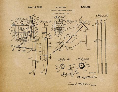 480x377 Electric Tattooing Machine 1929 - Tattoo Machine Sketch