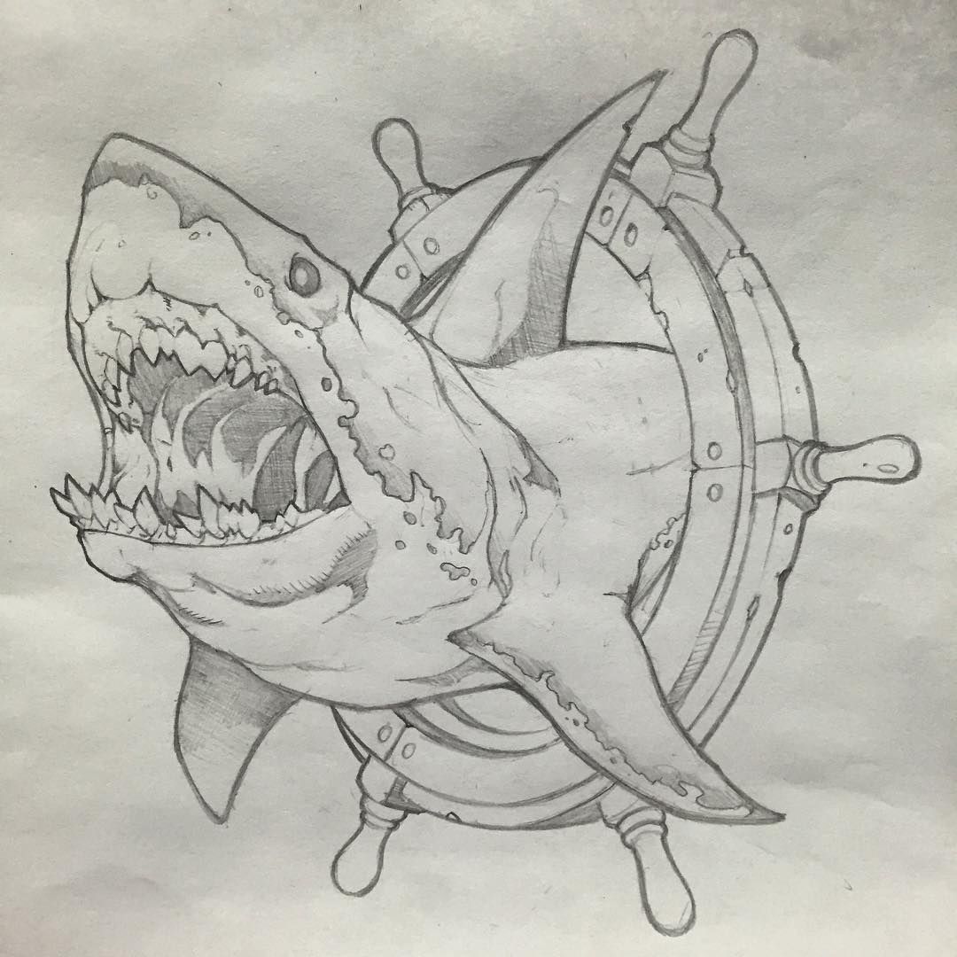 1080x1080 Pin By Holly Byrd On Things To Draw Tattoos, Shark - Tattoo Sketch Art