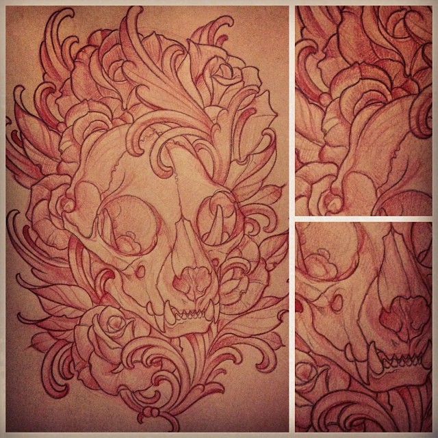 640x640 Skull Art Nouveau - Tattoo Sketch Artist