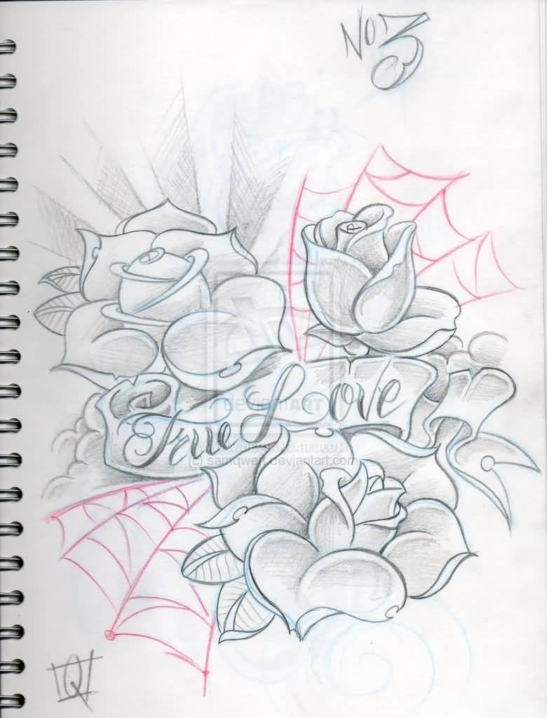 780x1024 Spider Web And Love Wording Tattoo Sketch On Paper - Tattoo Sketch Paper